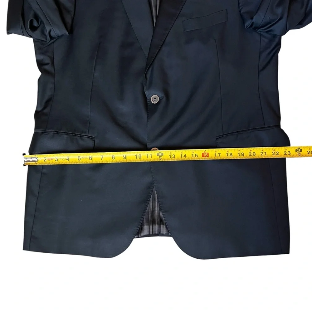 Jack Victor E Thomas Bespoke 45R Black Wool/Cashmere 2 Button Suit Jacket